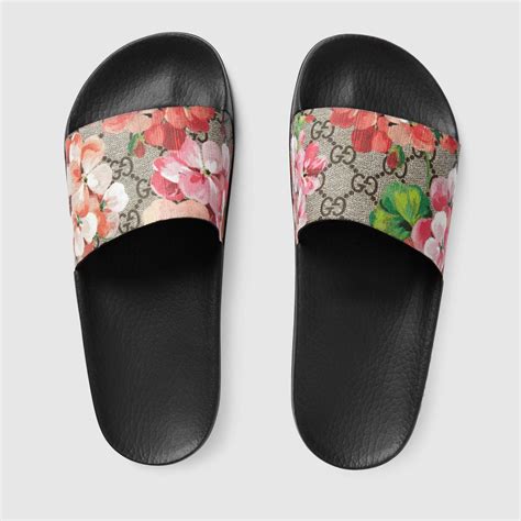 gucci flower slides women